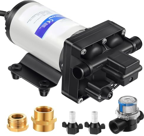 hzexun Vattentrycksmembranpump 220 V industriell självflödande pump 5,5 GPM 70 PSI tryckökning booster pump spolpump för kök badrum husbil marin yacht trädgårdsslang