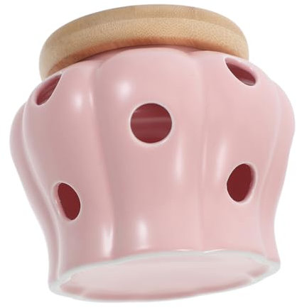 Alipis Ventilated Ceramic Garlic Storage Jar with Lid Pink Large Garlic Keeper Container for Kitchen Countertop Storage and Organization