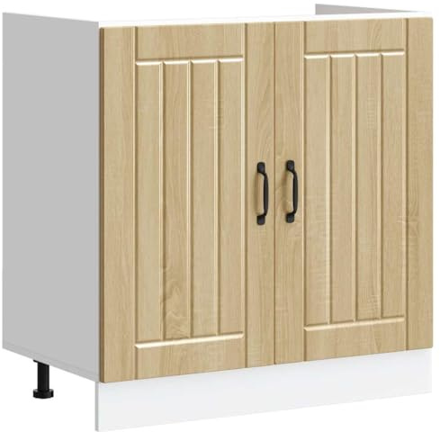 vidaXL Mueble bajo Fregadero Lucca Madera contrachapada Roble Sonoma, gabinete de Base de Cocina, Unidad Base de Fregadero de Cocina, cajón de gabinete de Base de Cocina