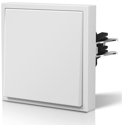 BSEED Interruptor de luz Con mate,Interruptor luz pared con Garfio,Botón Pulsador,Fácil Instalación,C-Series,1 Gang 2 Vía,80mm Blanco