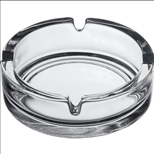 RHP Glas Aschenbecher rund massiv | Spülmaschinengeeignet | Tischaschenbecher für Gastro, Bar & Zuhause | Transparenter Glasaschenbecher, ideal für draußen & drinnen | 10,5 cm Durchmesser, 3 cm hoch |