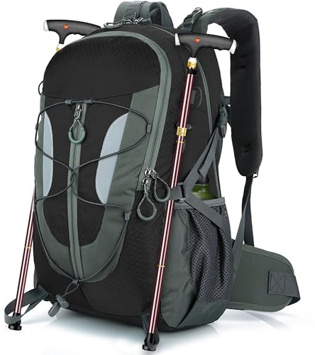 OUUTMEE Mochila de senderismo 30L/40L con cinturón de cadera para trekking y senderismo, para hombres y mujeres, equipaje impermeable, Negro , 30 L
