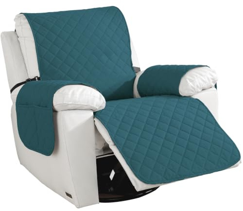 CYCMACO Armchair Covers Relax 1 Seats, Universellt Soffskydd, Halkfritt, Fåtöljöverdrag Med Sidofickor, Fläckbeständigt, Reptåligt, Avtagbart, Mörkgrön