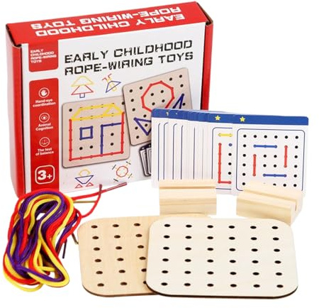 Generico Gioco Infilare | Set di Infilatura in Legno | attività Educativa Motricità Fine per Bambini 3+ Anni con Giochi da Viaggio per Auto e Aereo