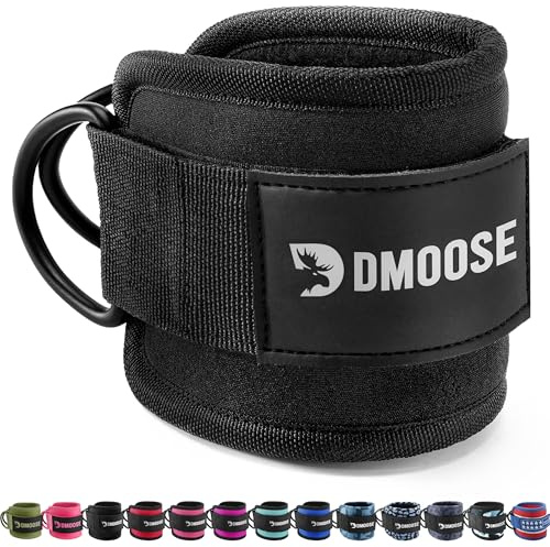 DMoose Fitness fotremmar kabeldragning – kardborreband vadderade gym ankelremmar för bensträckare och höftdiktorer – fotmanschetter för kabelsystem, fotslingor för kvinnor och män