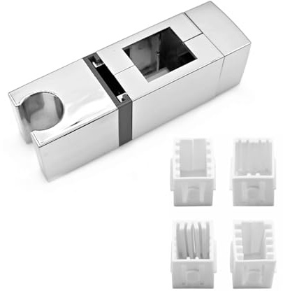 JZK 360° douche réglable support, support pommeau douche pour barre levage rectangulaire, accessoire remplacement pour support douche compatible avec 4 tailles barre (18x30, 22x22, 25x25, 30x15 mm)