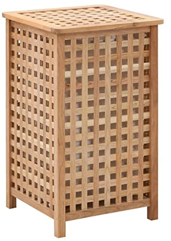 Mokuyary - Baúl para ropa (39 x 39 x 65 cm, madera de nogal maciza, cesta de lavandería, dormitorio, cuarto de baño)