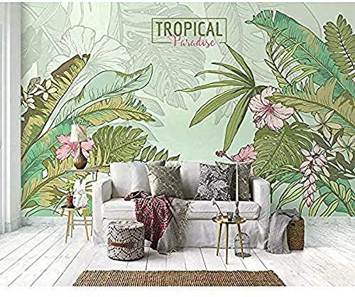 Papel pintado Tropical Rainforest Textil exótico Textura Selva Mural TV Papel tapiz de pared papel pintado a papel pintado pared dormitorio autoadhesivo wallpaper fotos blanco infantil F-350cm×256cm