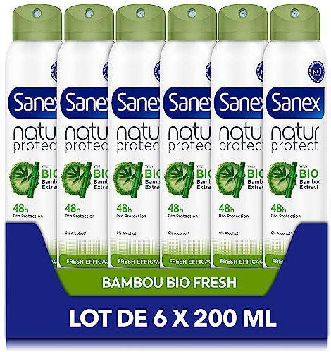 SANEX - Deodorant Natur Protect Fresh Wirksamkeit 48 Stunden Bio-Spray 200 ml – 6 Stück