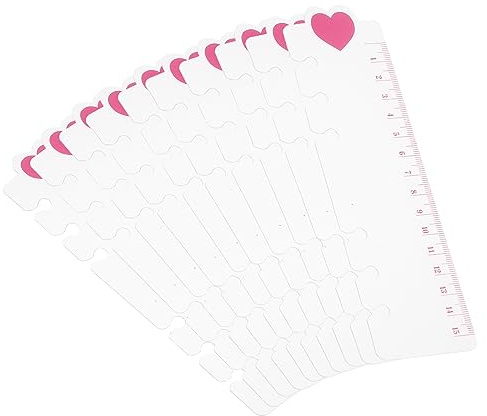 PATIKIL 18cm x 5cm Règle Marque Page, 10 Pcs Regle de Lecture Marque-Page Marque-Page Outils de Mesure pour 6 Trous Carnet de Notes, Forme de Cœur Rose