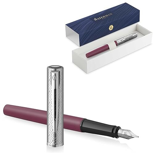 Waterman Allure Deluxe Engraved Ballpoint Pen and Fountain Pen | Gift for Man and Woman | Inspired by Paris Fashion | Personalised | Engraved | Blue Ink (Pink, Fountain Pen)
