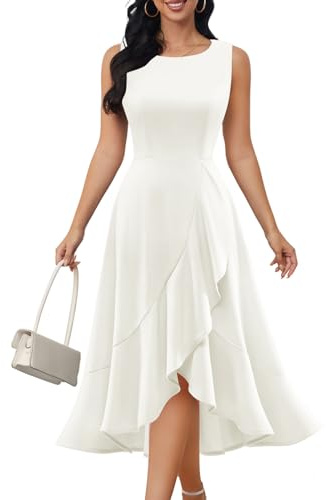 DRESSTELLS Women's Cocktail Dresses 2025, White Church Wedding Confirmation Formal Aline Modest Holiday Party Prom Dress for Teen White XL