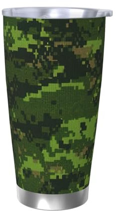 BREAUX Thermobecher mit digitalem Camouflage-Druck, 590 ml, Autobecher, 304 Edelstahl, Autobecher, für unterwegs