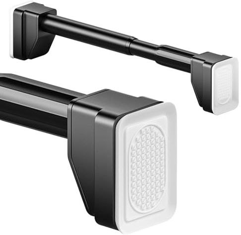 Barra Extensible Ajustable de 40-490cm, Barra de Cortina sin taladrar, Antideslizante Barra Telescópica, Ø 33mm Acero Inoxidable Barra de tensión para baño Armario Ventanas o Puertas(Acero inoxidable,