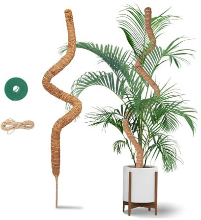 120cm Tuteur Monstera - Tuteurs Plante Grimpante - Tuteurs Coco Flexible - Tuteur Plante avec Corde de Jute et Fermeture Autoagrippante - Convient à la Croissance de la Monstera et d'autres Grimpantes