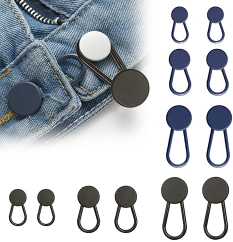 FENQURO 12 Piezas botones para vaqueros, Extensor de Botones para Pantalones, Extensores de Cintura de Botón, Alargadores Elásticos, para Camisas, Pantalones, Pantalones de Maternidad