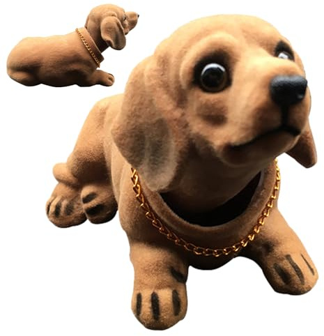 Teckel à tête mobile, chien à tête tremblante pour voiture - Teckel secouant la tête jouet tableau de bord décor |Figurine de chien, ornement de bureau pour chambre à coucher, amoureux des chiens, pr
