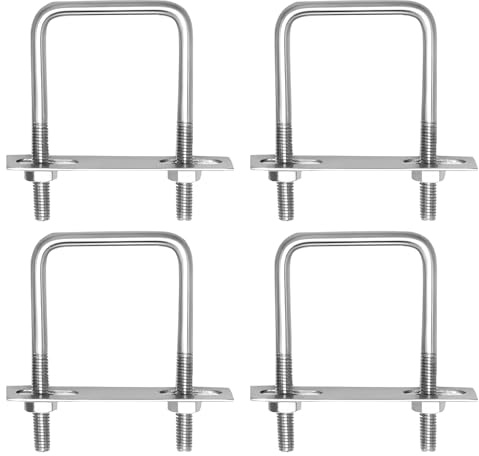 Forbabe 4 st U-stång med gänga M10, 100 x 180 mm, U-skruvar, stängering, rostfritt stål för staketsfäste, rörfäste (100 x 180 mm)