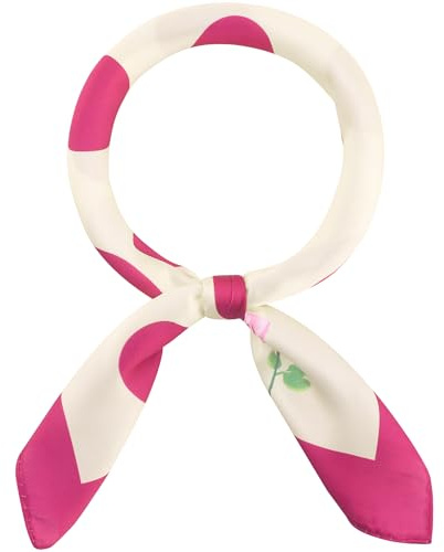 sourcing map 70cm Polka Dots Square Scarf Neck Scarves Kerchief Neckerchief Headband for Women Hot Pink Rose 50 * 50cm/ 19.69 * 19.69 inches(L*W)