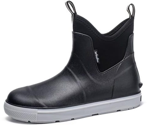 ZEPYFXIT Gummistiefel Herren Kurze Wasserdicht Regenschuhe Gartenschuhe Chelsea Stiefel rutschfest Regenstiefel Deckstiefel Stiefeletten Segelstiefel Rain Boots(Schwarz 25257,45 EU)