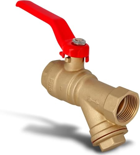 Instalguru Válvula De Bola Latón 1 Rosca Hembra 10 Bar Con Filtro En Y Estopilla Para Instalaciones Agua Potable Calefacción Corte De Flujo Fontanería Conexión Tubería