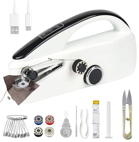 Mini MáQuina De Coser A Mano EléCtrica, PortáTil Con Accesorios De Costura, Mini MáQuina De Coser Para Principiantes, Adecuada Para Coser Ropa Y Bricolaje