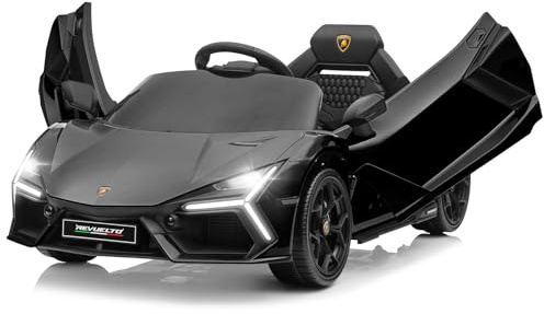 LALAHO Voiture électrique Enfants de Lamborghini 12 V | Télécommande 2,4G Effets sonores + Lumineux