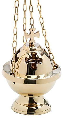 NKlaus encensoir avec Chaine Croix 80cm Laiton encensoir Deco Or 7601