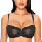 DOBREVA Women's Sexy Lace Balconette Bra Unlined Underwire Open Half Cup Bra See Through Sheer Balcony Bra Black 34D