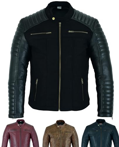 Texpeed Chaqueta de cuero informal para hombre - Piel de oveja suave genuina estilo motocicleta