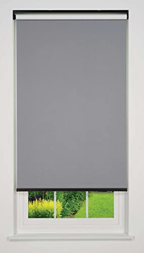 Linen Avenue Customizable Cordless Blackout Sierra Collection Roller Shade, Light Grey 30 to 35 W X 54 H (Arrives 1/4 Narrower)