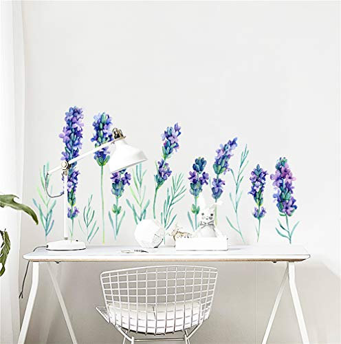 Tile Stickers,Eco-Friendly Lavender Wall Stickers, Removable Watercolor Stickers, Modern Home Living Room Waterproof Flower Wall Stickers