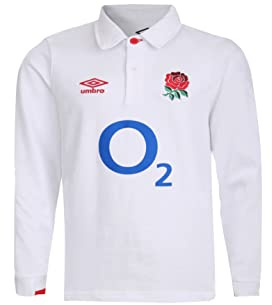 Umbro England RFU Men's Classic Long Sleeve Rugby Jersey, White Small