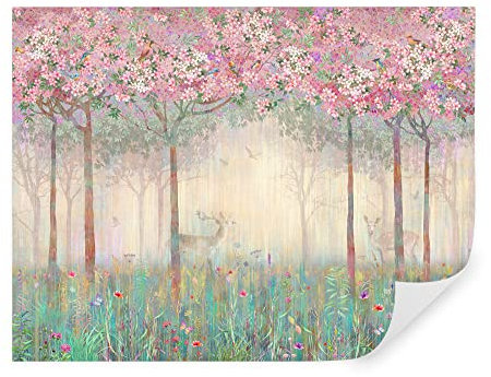 Tapeko - Carta da parati per bambini, fotomurali 260x180 cm, foresta fatata, natura, alberi, fioritura, bambini fotografica murale per camera da letto, multicolore u62100