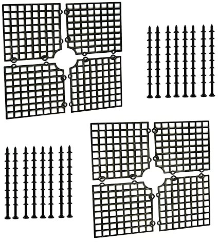 Grille Protection Pot Fleurs Cache - Découpables Protecteur Aavec Piquets pour L'Intérieur et L'Extérieur Protéger Les Enfants Animaux Domestiques, 30x30cm, 2 Pièces, Noir