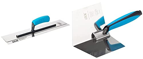 OX Pro UltraFlex Finishing Trowel 18in / 455 x 110 mm & OX Pro Dry Wall Internal Corner Trowel 102 X 127mm