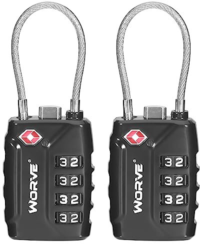 Candados de equipaje con cable aprobados por la TSA, combinación reajustable con cuerpo de aleación, candado de viaje aprobado por la TSA para taquilla de gimnasio escolar, cerraduras de equipaje,