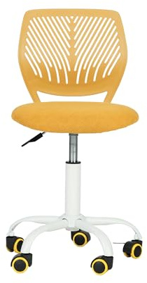 Homy Casa Schreibtischstuhl aus Leinenstoff, ergonomischer Drehstuhl ohne Armlehne, höhenverstellbar, Bürostuhl, Heimbüro, für Kinder, Teenager, Limettengelb