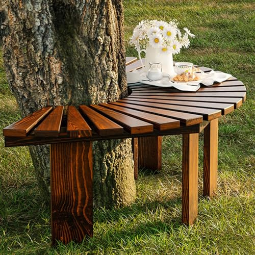 Banc de Jardin Banc D'arbre en Bois Enroulé Autour, Bancs de Jardin en Demi-cercle pour Parc/cour/porche/pelouse, Sièges de Décoration de Meubles D'extérieur Tous Temps ( Color : Brown , Size : Half R