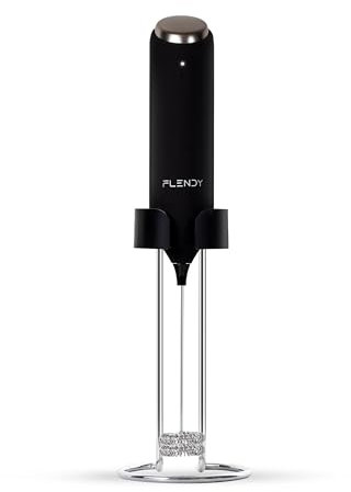 Flendy Wiederaufladbarer Hand Milchaufschäumer Stab, Aufschäumer Stab mit USB-C Ladehalterung, Mini Milchaufschäumer elektrisch Stab Aufladbar für Kaffee, Matcha, Proteinshake, usw.