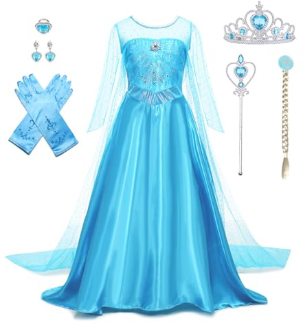 AHLPO Princess Dress for Girls Luxury Princess Dress Up Halloween Cosplay Princess Role Play Costume Fancy Dress Birthday Outfit with Accessories