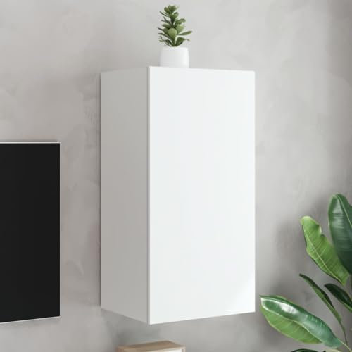 CIADAZ TV-Wandschrank mit Leuchten Weiß 40,5x35x80 cm, TV Lowboard, Fernsehschrank, Fernsehtisch, Fernseher Schrank, TV Sideboard, TV Board, TV Cabinet, TV Bank, TV Kommode837260