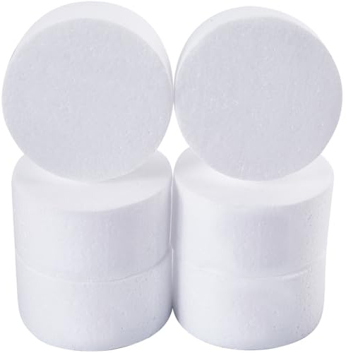 GORGECRAFT 6pz Discos de Espuma Blanca de 10cm Círculos de Espuma de Poliestireno Redondos Esculturas Artesanales Centros de Mesa Modelos de Decoraciones para Fiestas Pasteles Piruletas Proyectos