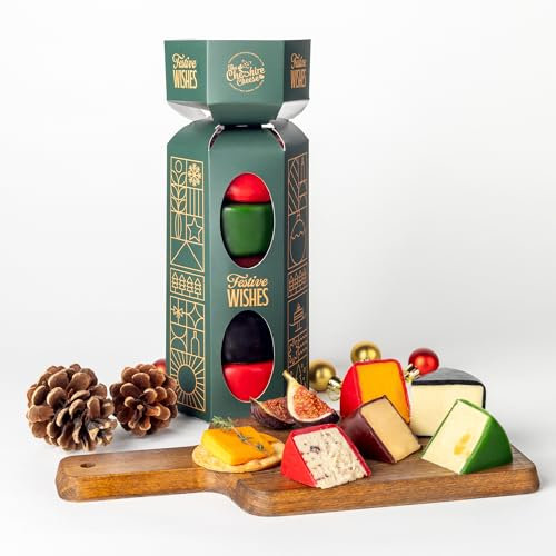 Luxury Christmas Cheese Selection Gift Set – Festive Cheese Hamper with 5 Waxed Cheeses, in Festive Cracker Gift Box | Decadent Christmas Cheese Gift Set from Cheshire Cheese Company