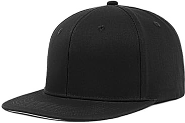 Zylioo XL-3XL Flat Bill Baseball Caps for Large Heads,Big Snapback Hat,High Crown Hip-Hop Running Cap Black