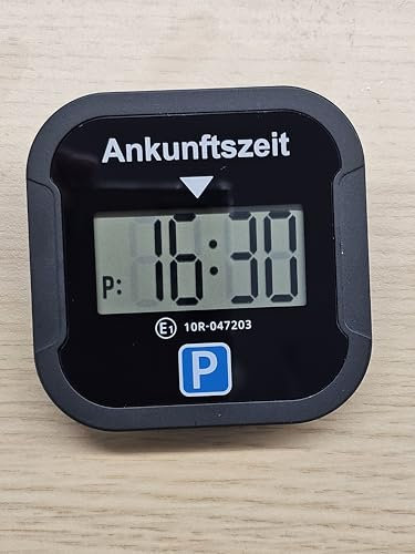 TEOV Electronic parking disc with approval KBA for car - digital parking meter with night mode and clock setting, large screen, precise time keeping, space black.