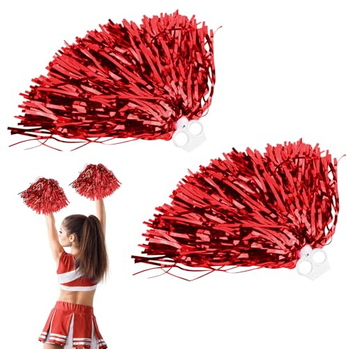 Pompon da Cheerleader, 2 Pezzi Cheer Leader Poms Pom, Fiore a Mano Cheerleader, Pom Pom Cheerleader Pompon Pom, Cheerleading Cheer Manico, per Sport, Competizione, Spirito di Squadra (A)