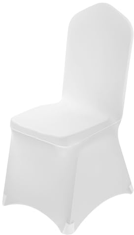 SEEVI 50pcs White Chair Covers Wedding Spandex Covers Stretch Fabric Removable Washable Protective Slipcovers for Dining Chairs Seat Covers for Weddings Banquets Ceremony