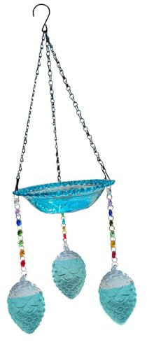 Mangeoire À Colibris en Verre - avec Crochet pour 3 Pots Décoratif de Jardin,Fontaine à Eau pour Colibris d'Extérieur,pour Cour Allée Patio Pelouse Balcon Porche Terrasse Jardin Extérieur Aménagement