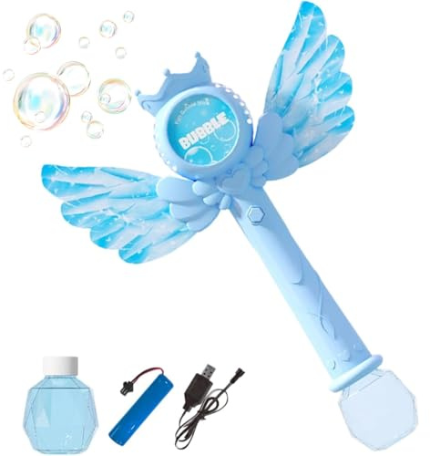 Varitas de Burbujas para niños, Juguetes de Burbujas con luz LED y música con batería, Varita sopladora de Burbujas Recargable, Utilidad Multiusos para Interiores y Exteriores (#B)